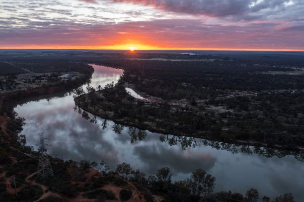 Red Cliffs lookout at sunrise near Mildura in northern Victoria