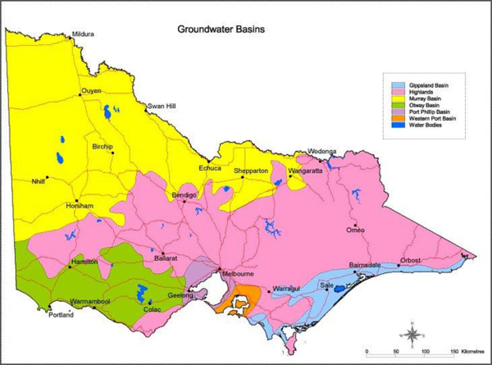 Map showing Victorian geological basins