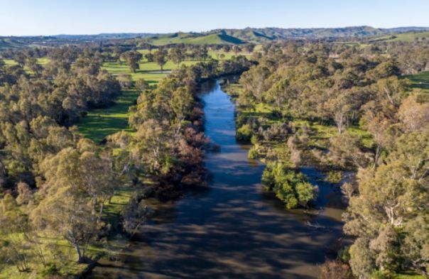 Overhead drone footage of the Goulburn-Murray area
