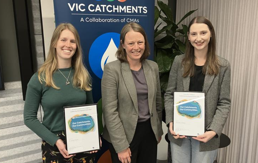2025 Our Catchments, Our Communities Leadership Development Grant recipients Jaclyn Harris and Elisabeth Hebdon.