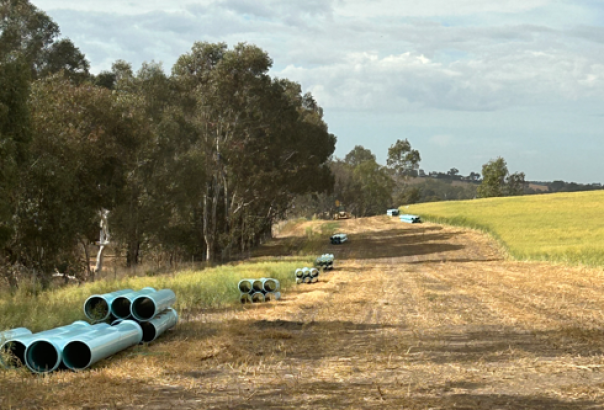 PVC Pipe being placed prior to install