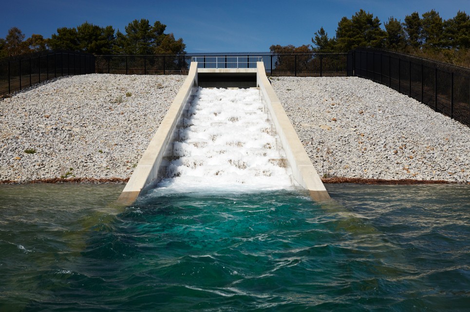  Desalinated water flowing into Cardinia Reservoir.  