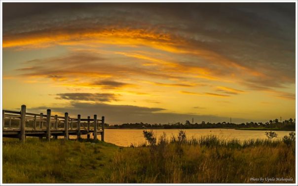 Sunset on water at Karook Park in Moorabbin