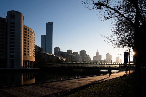 World Trade Centre and Melbourne city skyline viewed from across the Yarra River.