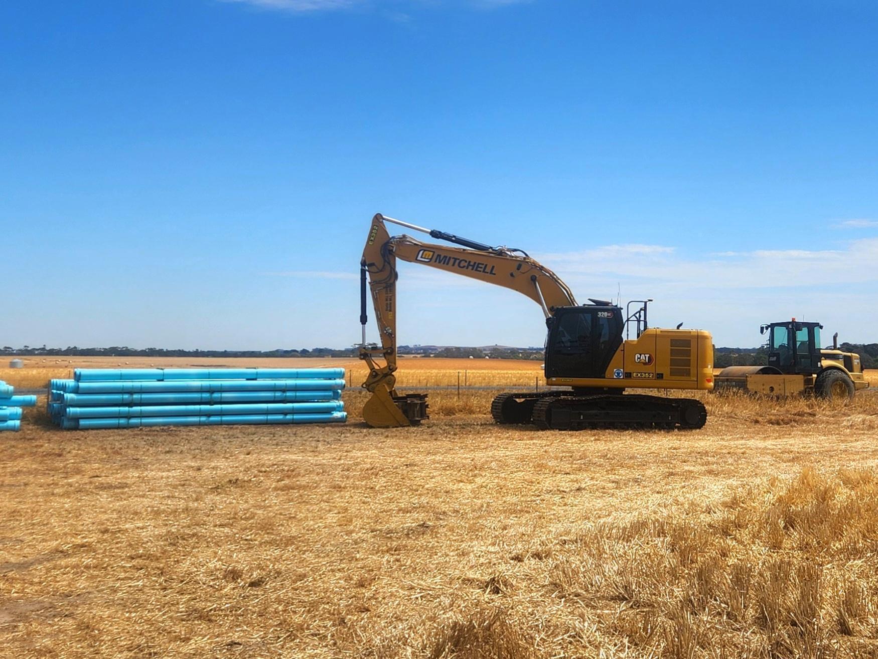 Construction work on new pipeline  