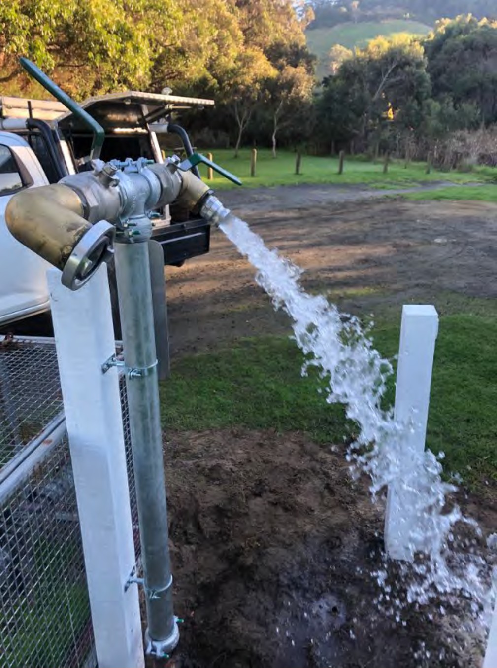 Skeens Creek upgraded dual hydrant riser to improve firefighting access in the Colac-Otway Shire Council
