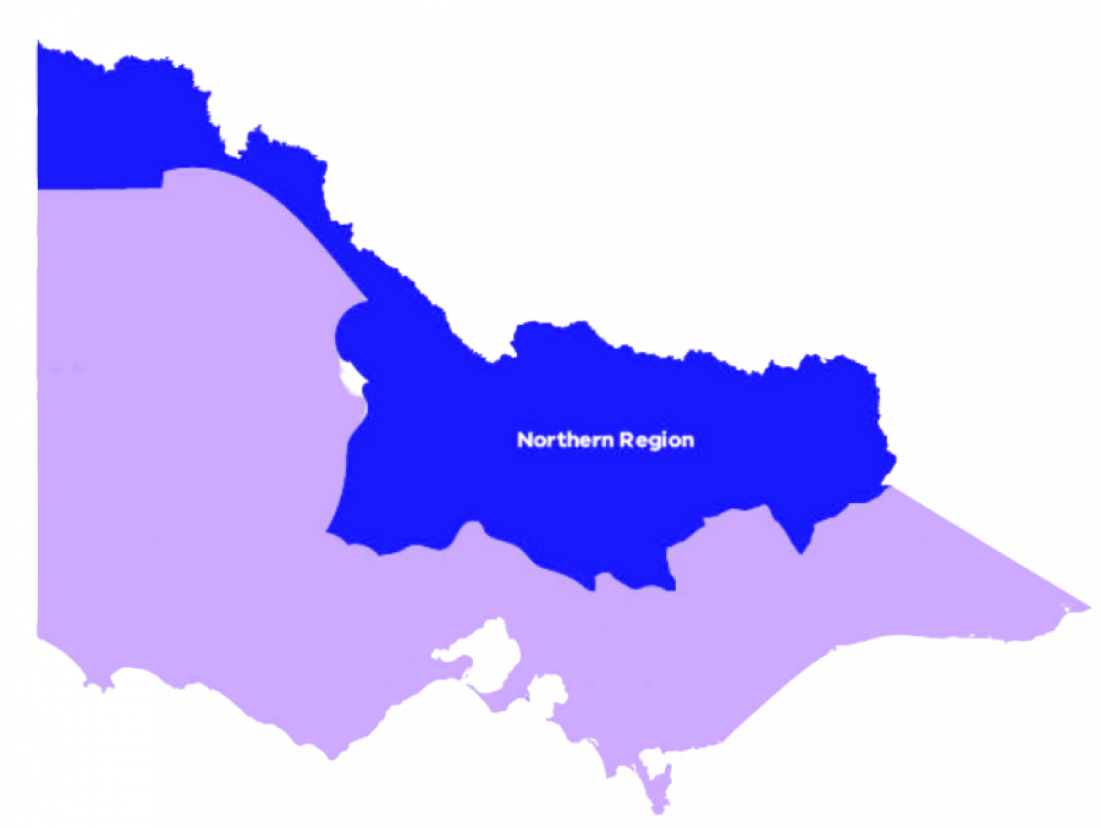 Image of map of Victoria with the northern region of the state highlighted.