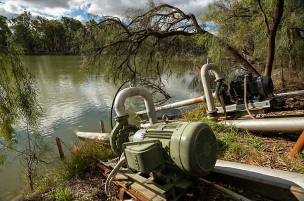 Pump station infrastructure along the Murray River at Yelta near Mildura in northern Victoria