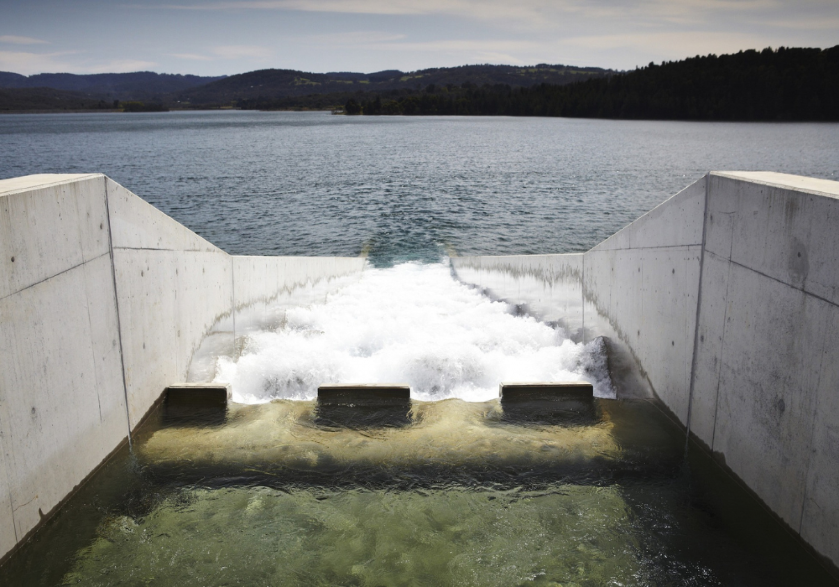Desalinated water flowing into Cardinia Reservoir
