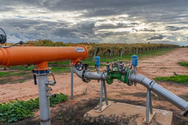 Pipes in a field on a farm